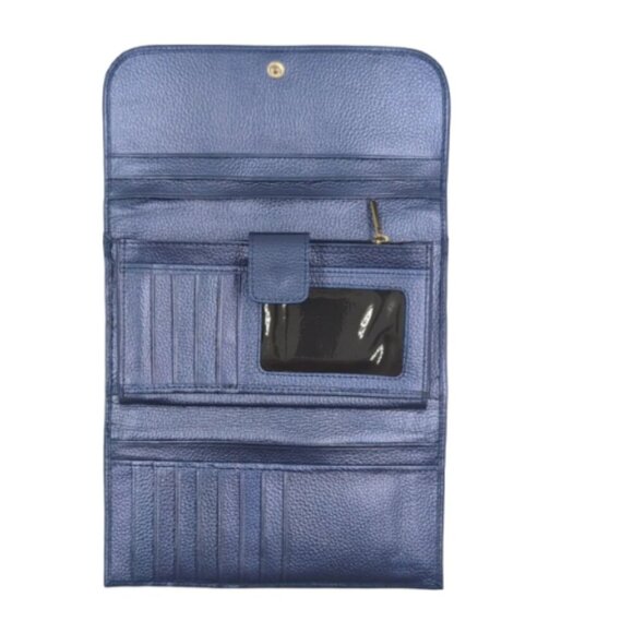 Periwinkle Convertible Leather Backpack with matching tri fold wallet main image 4